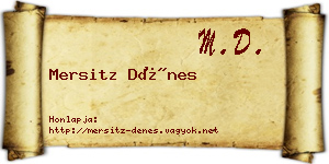 Mersitz Dénes névjegykártya